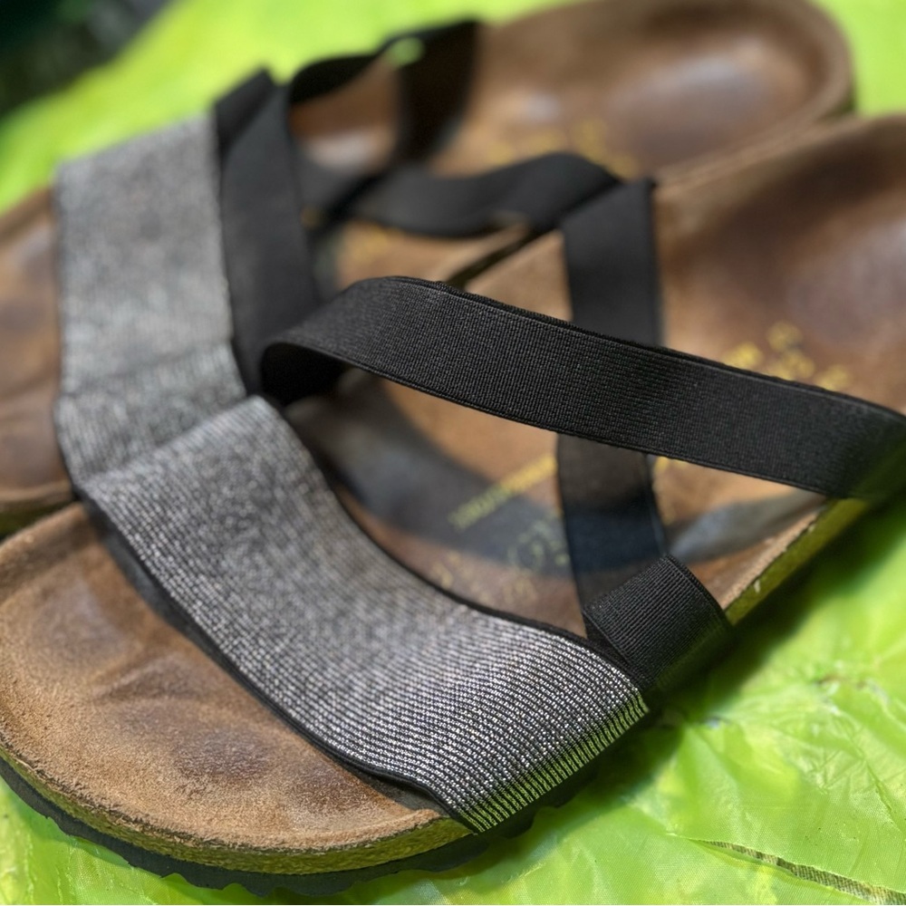 Birkenstock Papillio Cosma stretch sandals in black and silver 7 7.5 women’s - Picture 6 of 10
